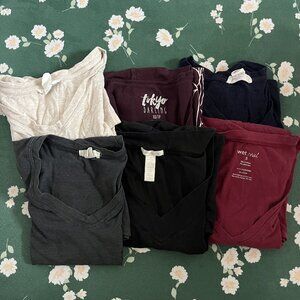 Summer V-Neck T-Shirt Bundle Lot of 6 Small Good Used Condition
